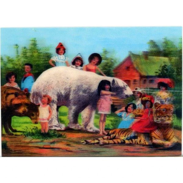 2 - Victorian Children with Animals - 3D Postcard Lenticular Greeting Cards - NEW on Sale