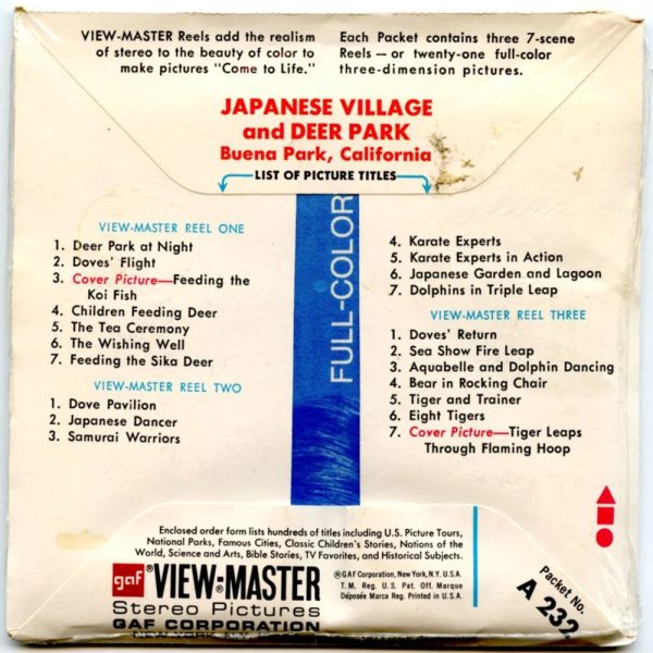 Japanese Village and Deer Park - View-Master 3 Reel Packet - 1970s  - vintage - A232 - G3B Hot on Sale