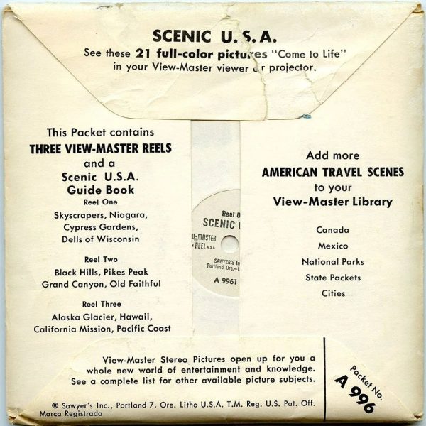 Scenic U.S.A. - Souvenir pack - View-Master 3 Reel Packet - 1960s views - vintage - (ECO-A996-S5) Online now