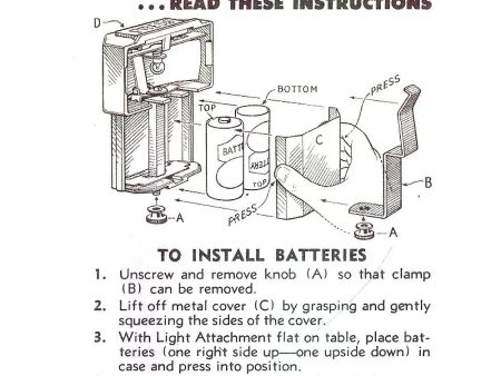 View-Master Model C Viewer Light Attachment  Installation Instructions - facsimile For Discount